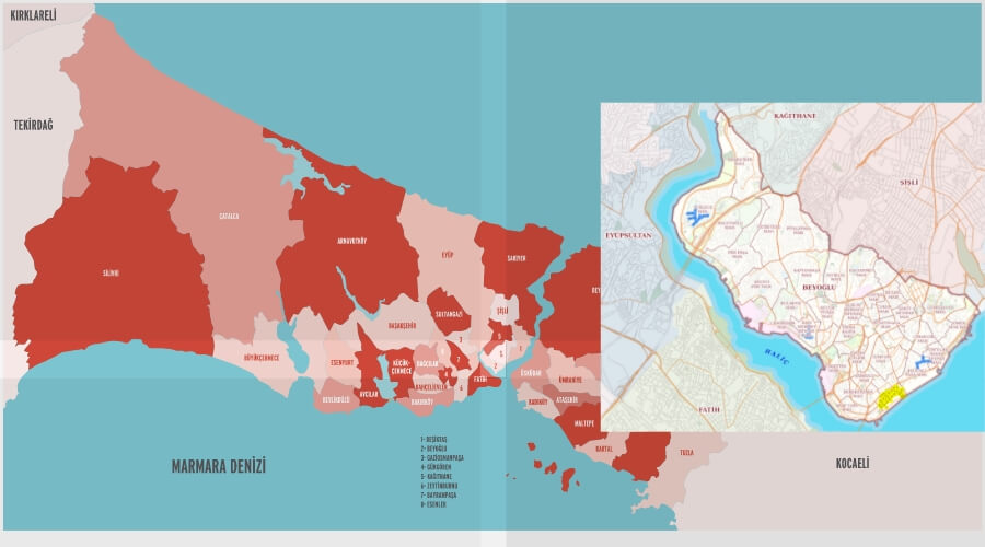 Listing Turkey - Map of Beyoglu