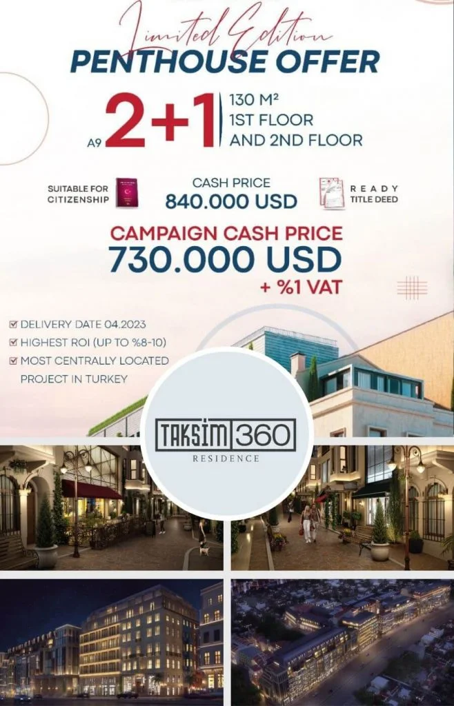 Taksim 360 Penthouse Special Offer Taksim 360 Penthouse Special Offer