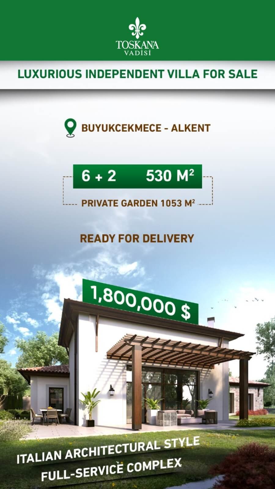 Toskana Vadisi Villa 6+2